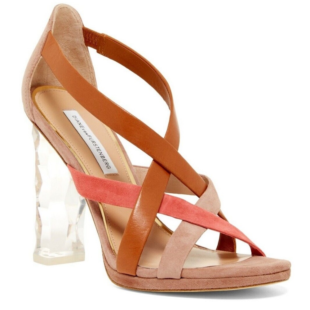 Diane von Furstenberg DVF Abiza sandal lucite heel spring 2016 size6